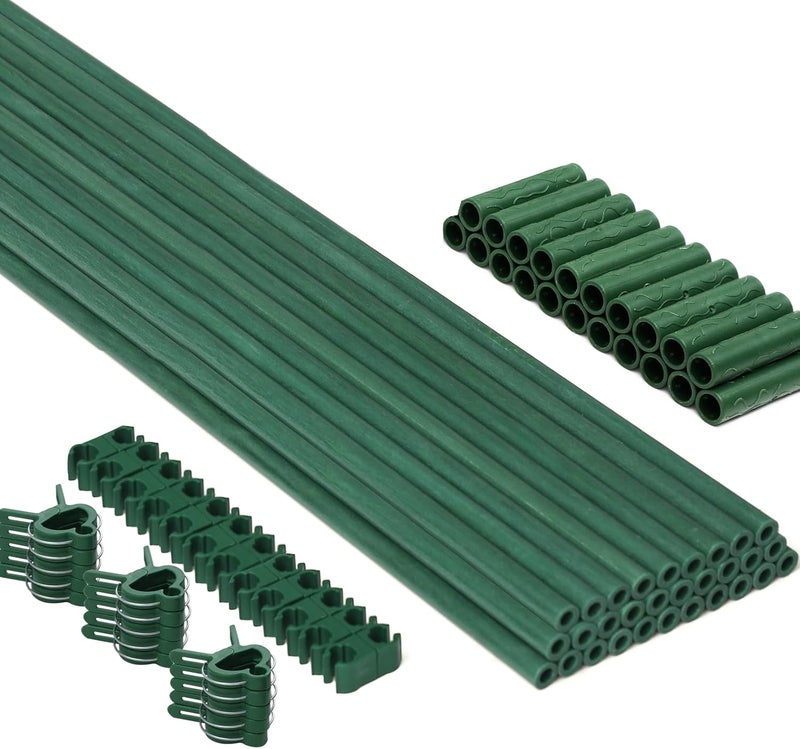 MAXPACE 93pcs Garden Stakes Kit: Includes 30 Sets of Fiberglass Plant Sticks Supports & Accessories for DIY 4ft, 5ft, 6ft, 7ft Stakes for Tomato, Vegetables, Indoor & Outdoor Gardening Supplies - Image 1